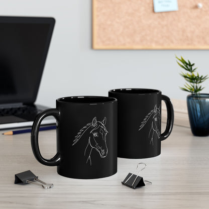 Horse Portrait Sketch - Black Mug