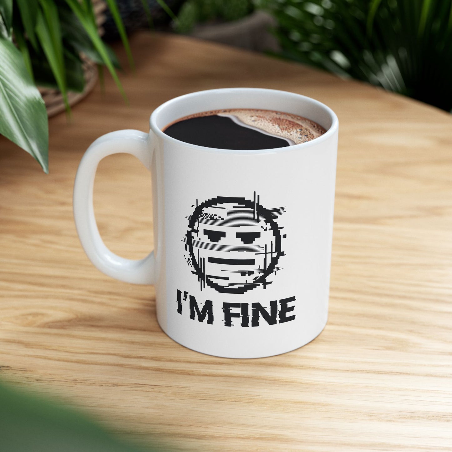 I’m Fine Glitched Smiley - Mug
