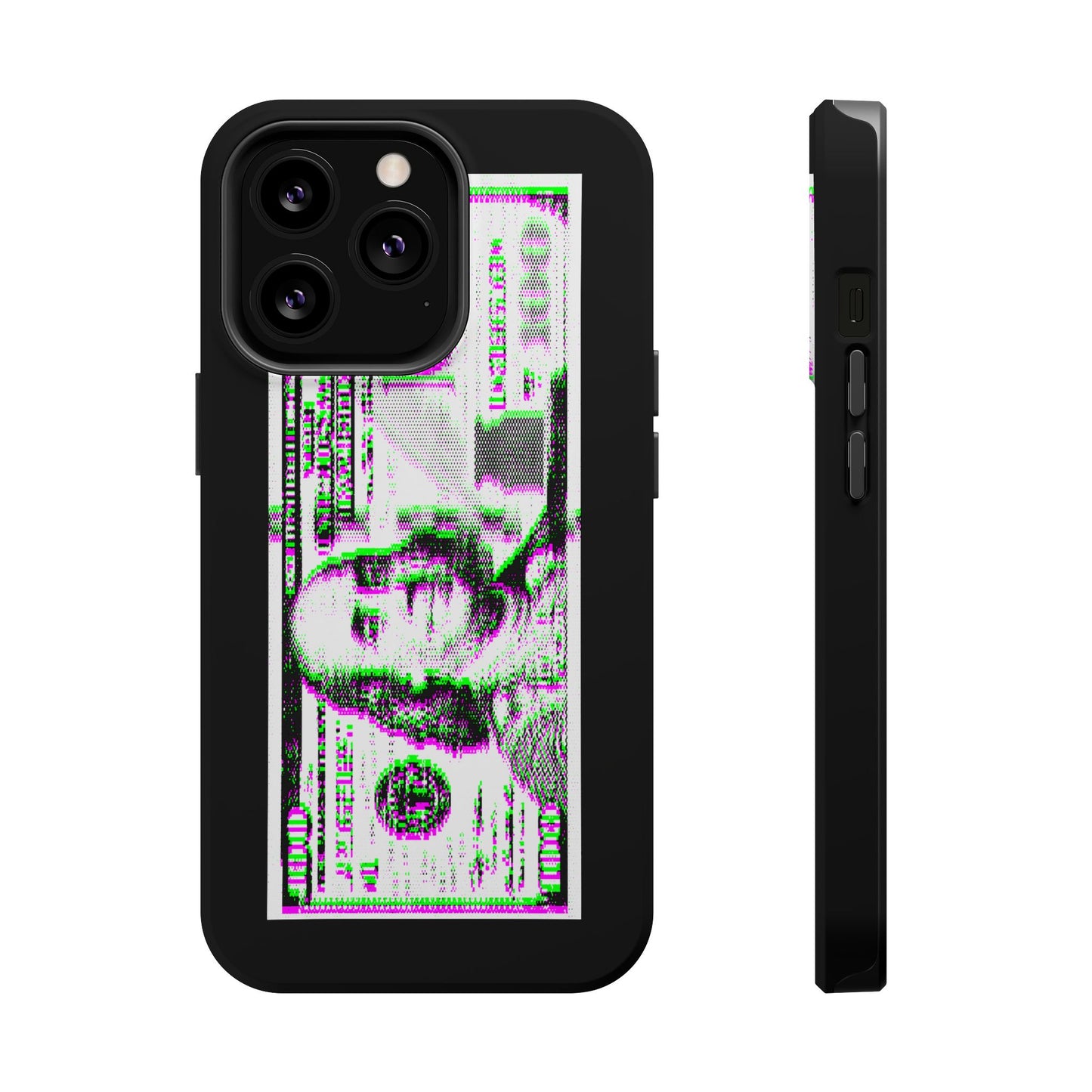 100 Dollars Bill - Green/Magenta Glitch - Magnetic Phone Case