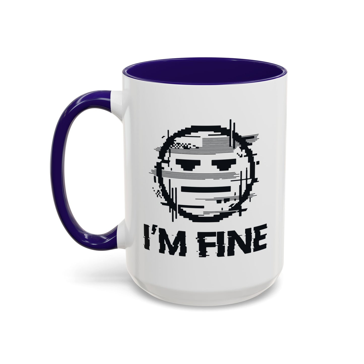 I’m Fine Glitched Smiley - Color Accent Mug