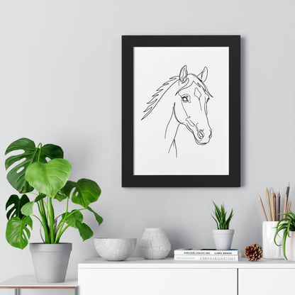 Horse Portrait Sketch - Framed Poster
