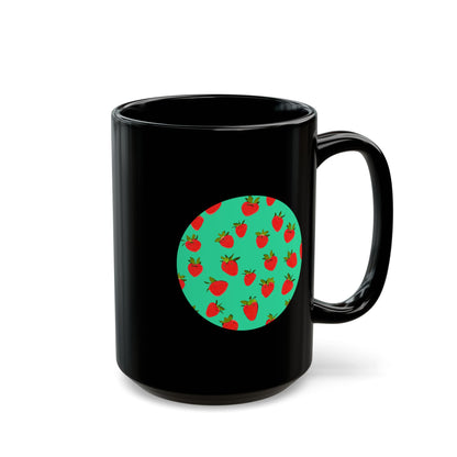 Strawberry Pattern - Black Mug