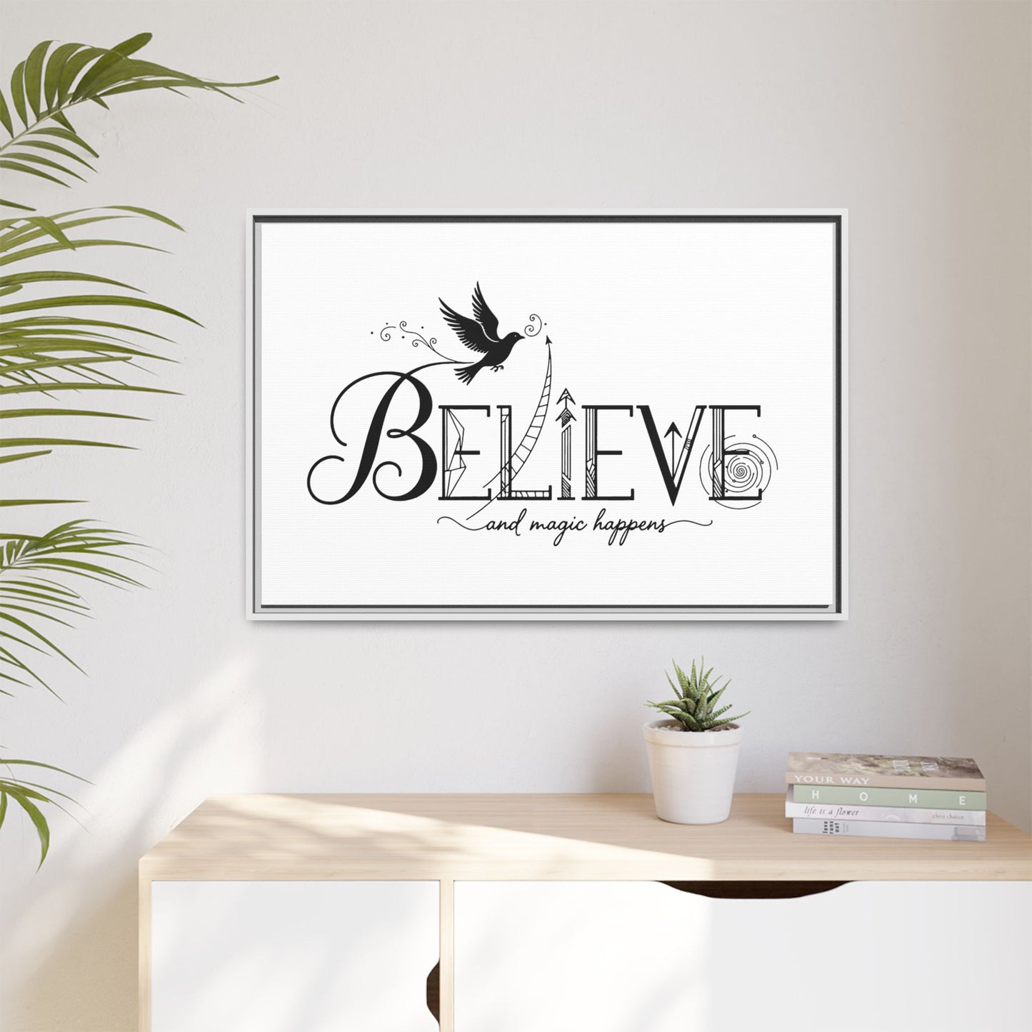 Believe and Magic Happens - Framed Canvas