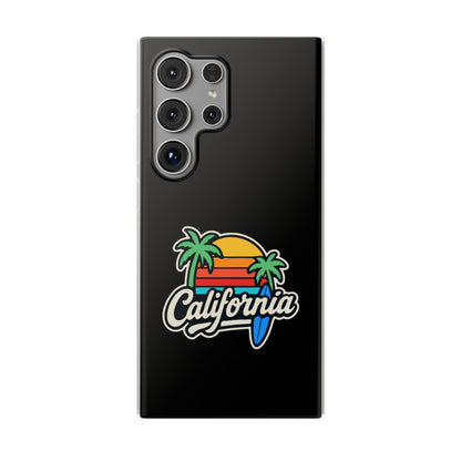 California Sunset Flexi Case, Tropical Phone Cover, Summer Vibe Accessory, Surfer Gift, Personalized Mobile Case