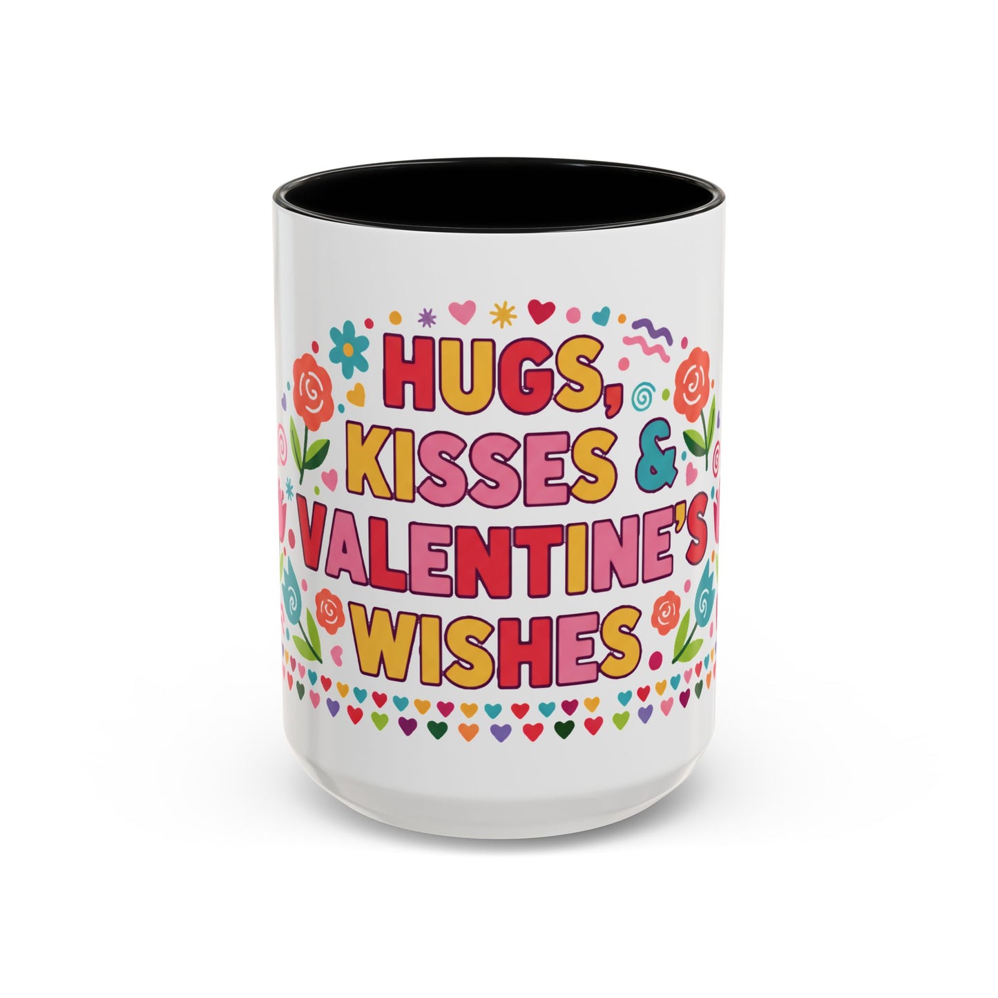 Hugs, Kisses & Valentine’s Wishes - Color Accent Mug