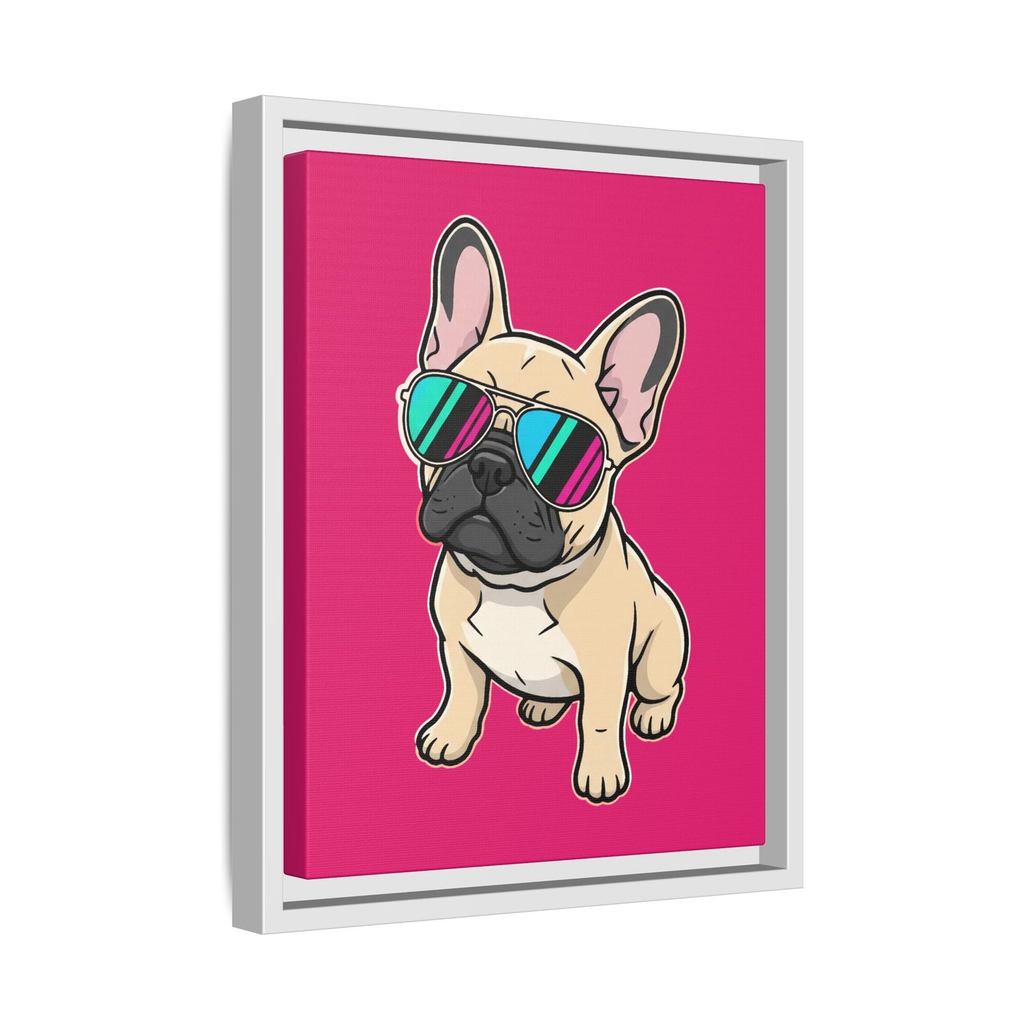 French Bulldog with Sunglasses - Framed Canvas