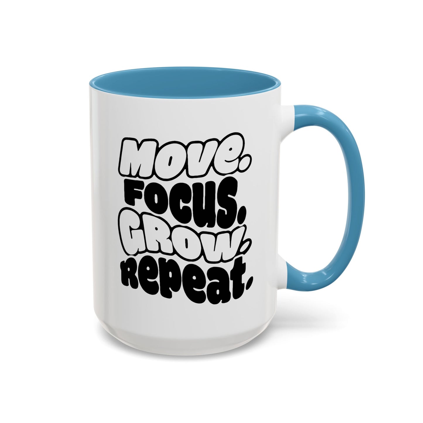 Move. Focus. Grow. Repeat. - Color Accent Mug