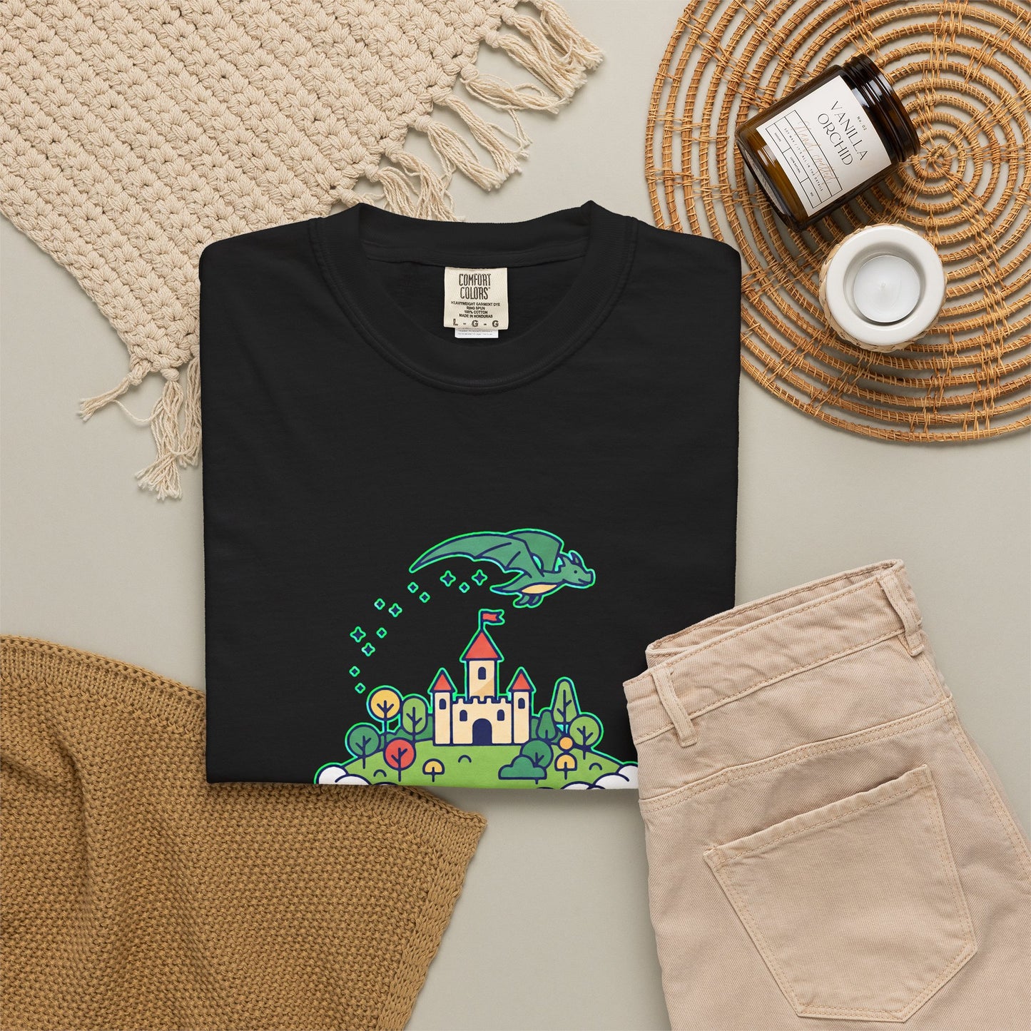 Floating Castle Dragon - Magical Fantasy Island - T-Shirt