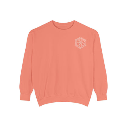 Garment-Dyed Sweatshirt with Elegant Floral Design, Cozy Unisex Sweater, Fashionable Casual Wear, Gift for Her, Perfect for Spring Style
