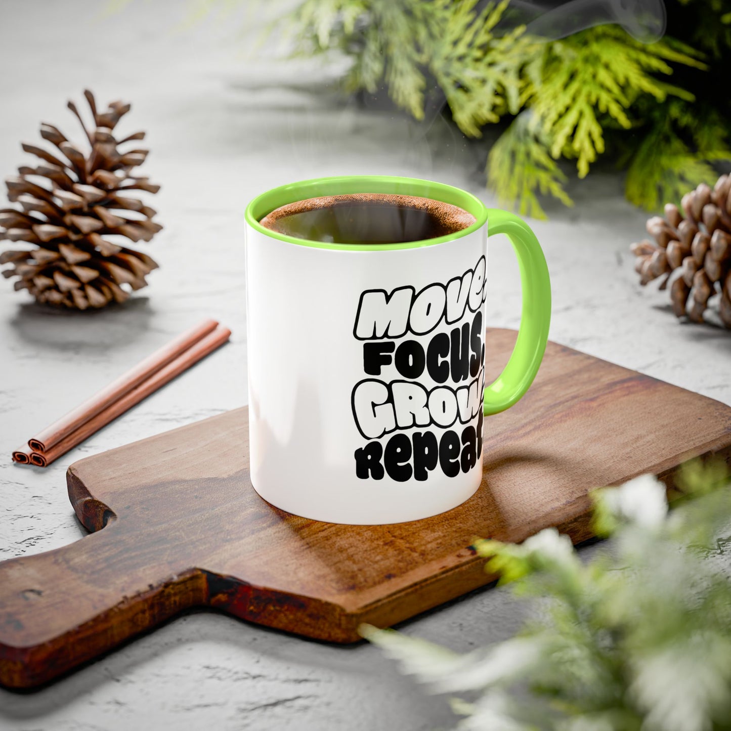 Move. Focus. Grow. Repeat. - Colorful Mug
