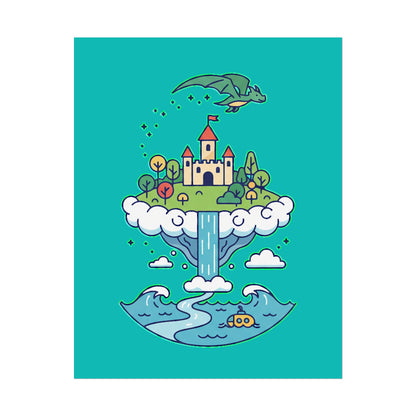 Floating Castle Dragon - Magical Fantasy Island - Poster