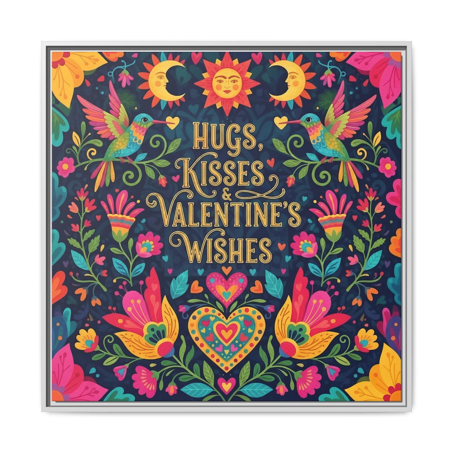 Hugs, Kisses & Valentine’s Wishes - Framed Canvas
