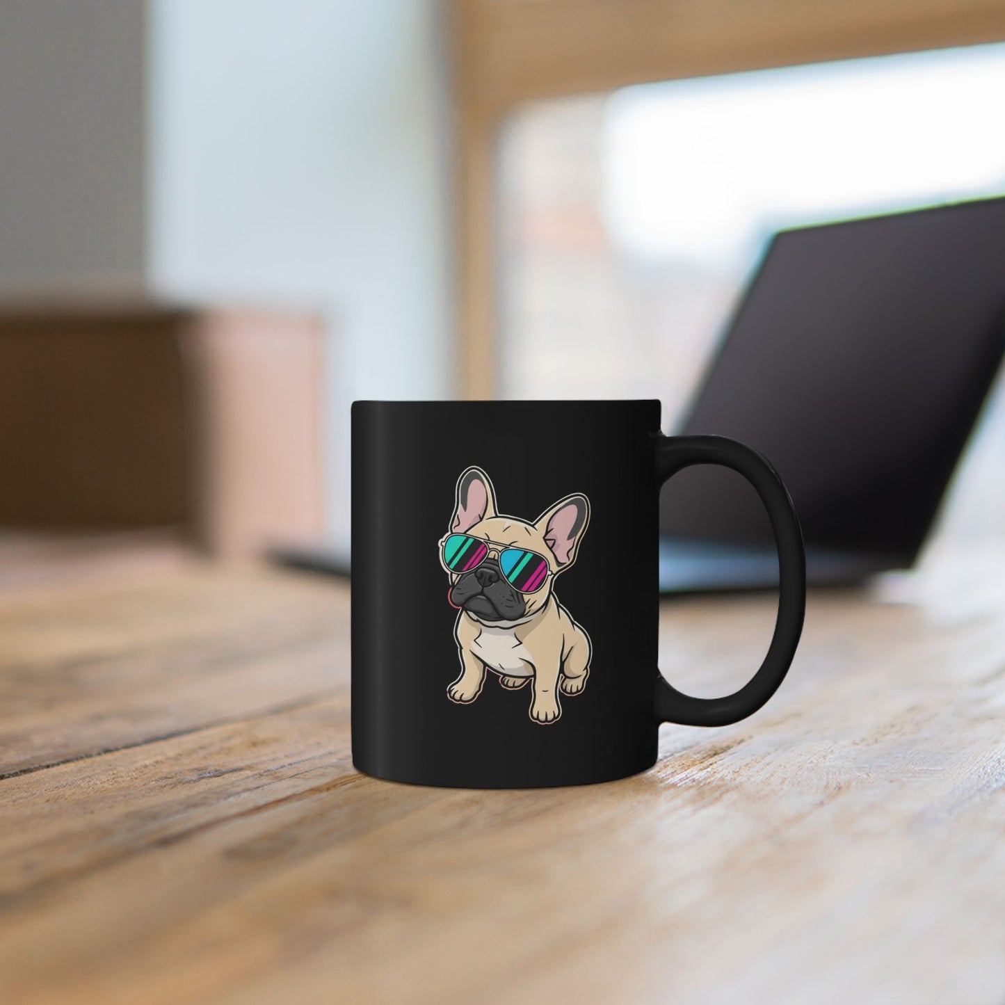 French Bulldog with Sunglasses - Black Mug