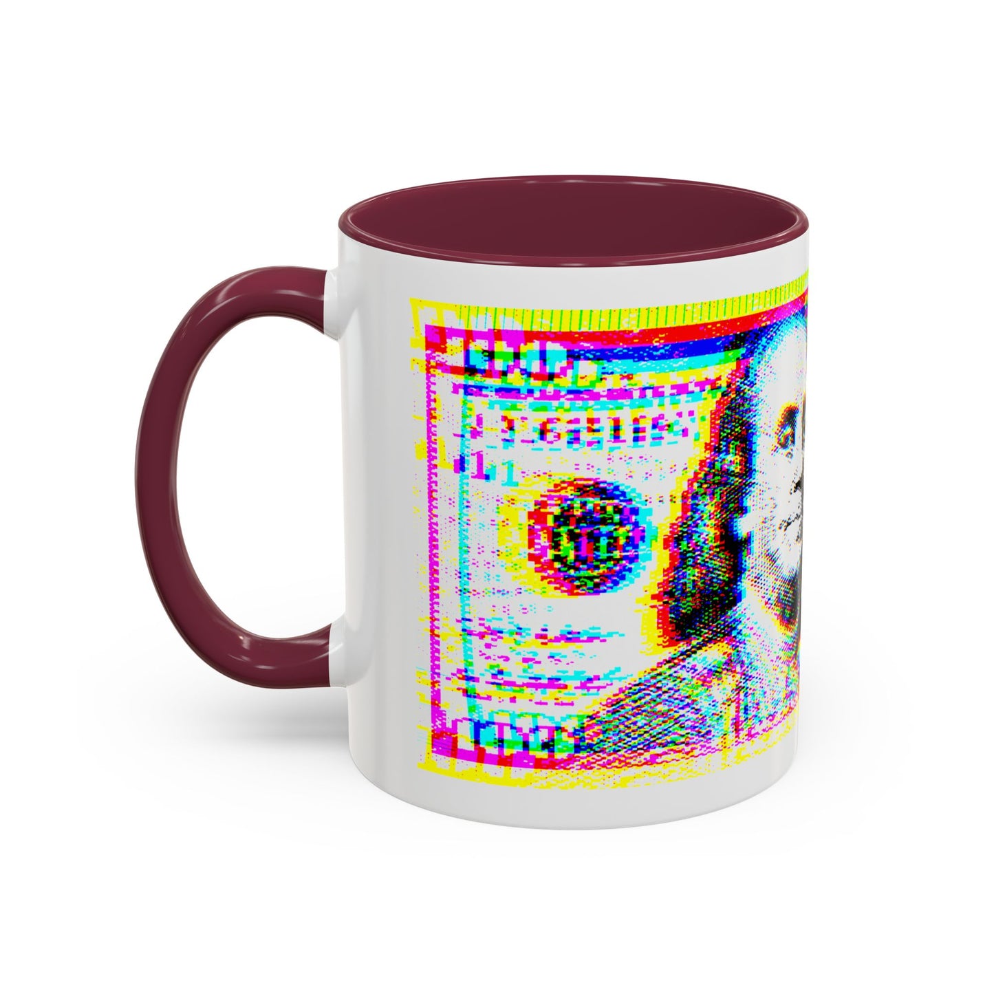 100 Dollars Bill - Neon Color Explosion - Color Accent Mug