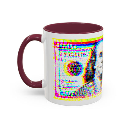 100 Dollars Bill - Neon Color Explosion - Color Accent Mug