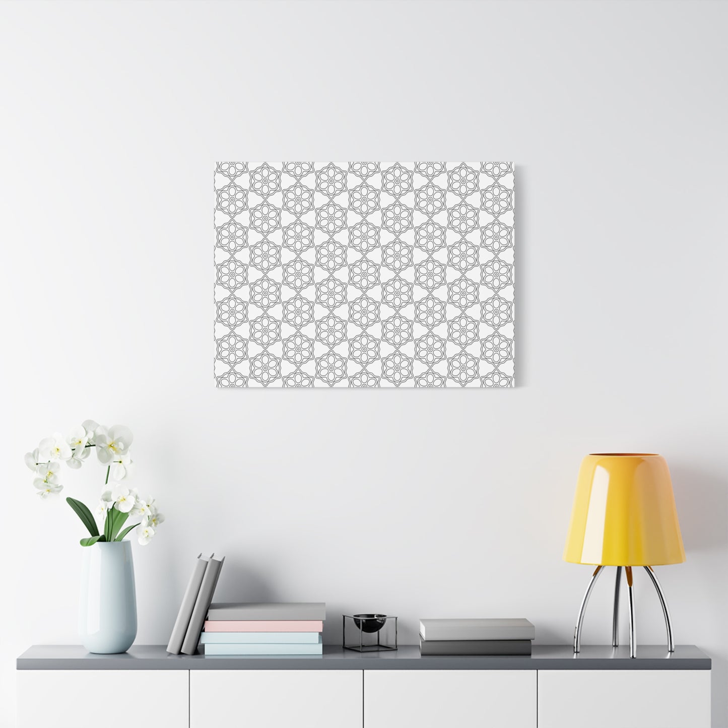 Elegant Geometric Wall Art Canvas, Modern Home Decor, Gray Pattern Stretched Canvas, Minimalist Artwork, Gift for New Home