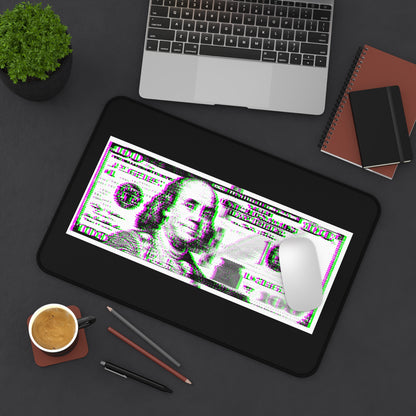 100 Dollars Bill - Green/Magenta Glitch - Desk Mat