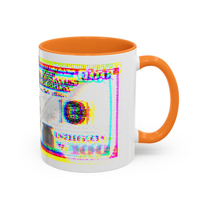 100 Dollars Bill - Neon Color Explosion - Color Accent Mug