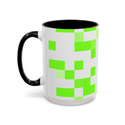 Lime Green Pixel Grid - Color Accent Mug