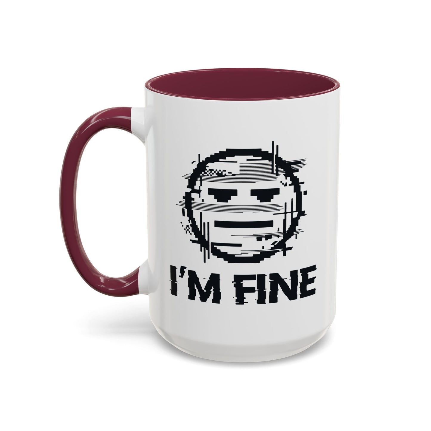 I’m Fine Glitched Smiley - Color Accent Mug