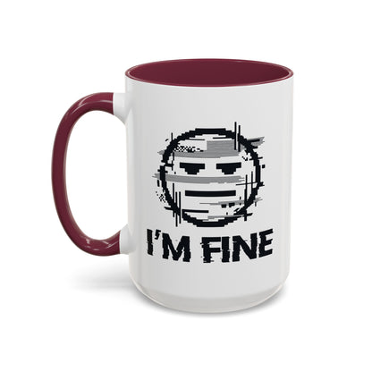 I’m Fine Glitched Smiley - Color Accent Mug