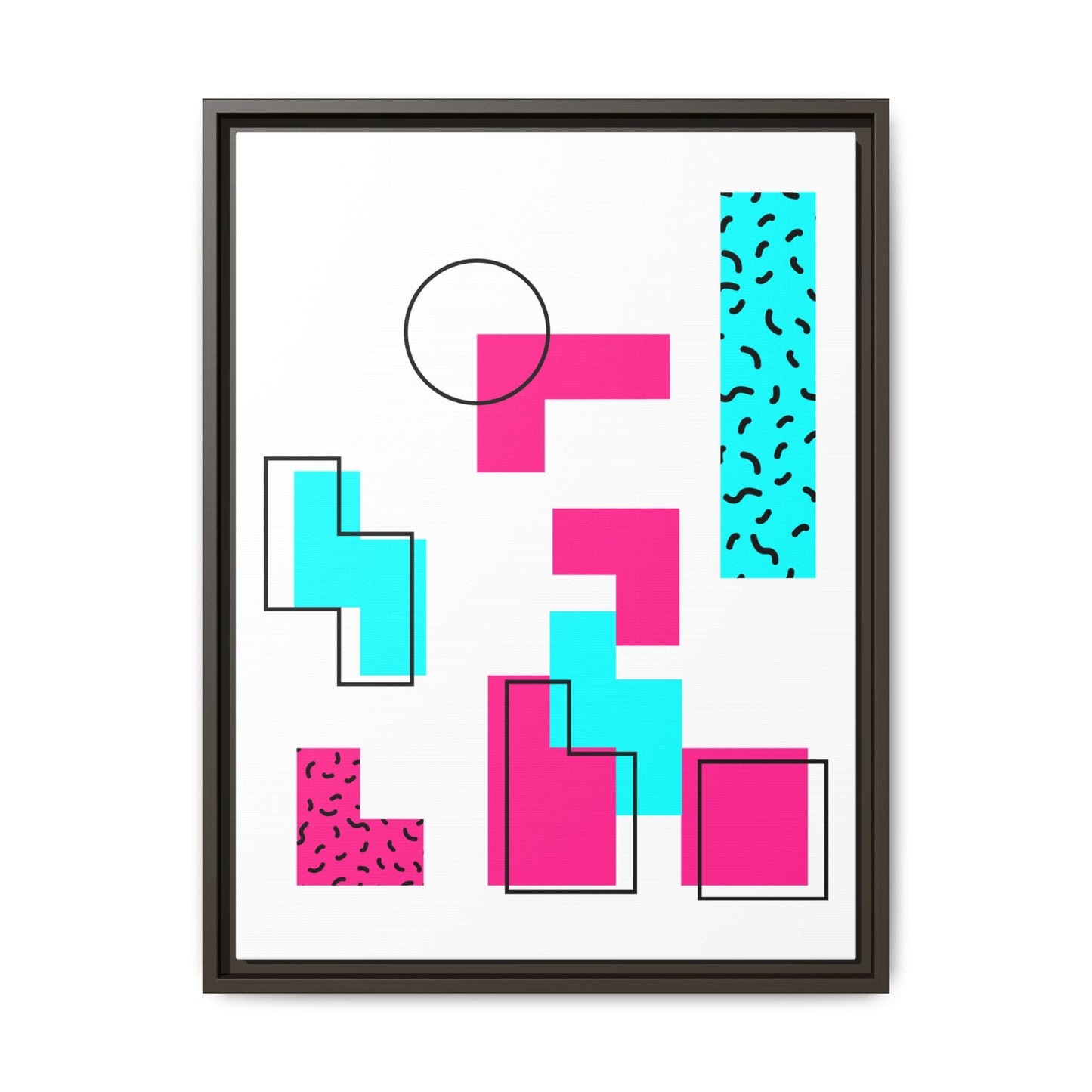 Retro Geometric Vibes - Framed Canvas