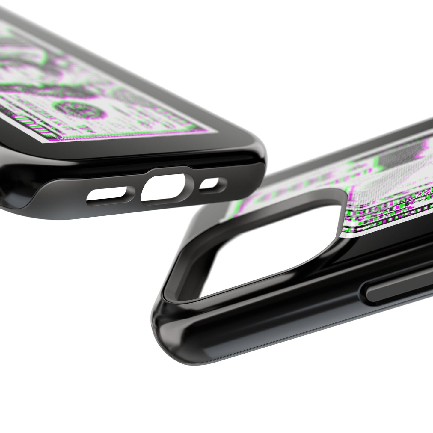 100 Dollars Bill - Green/Magenta Glitch - Magnetic Phone Case
