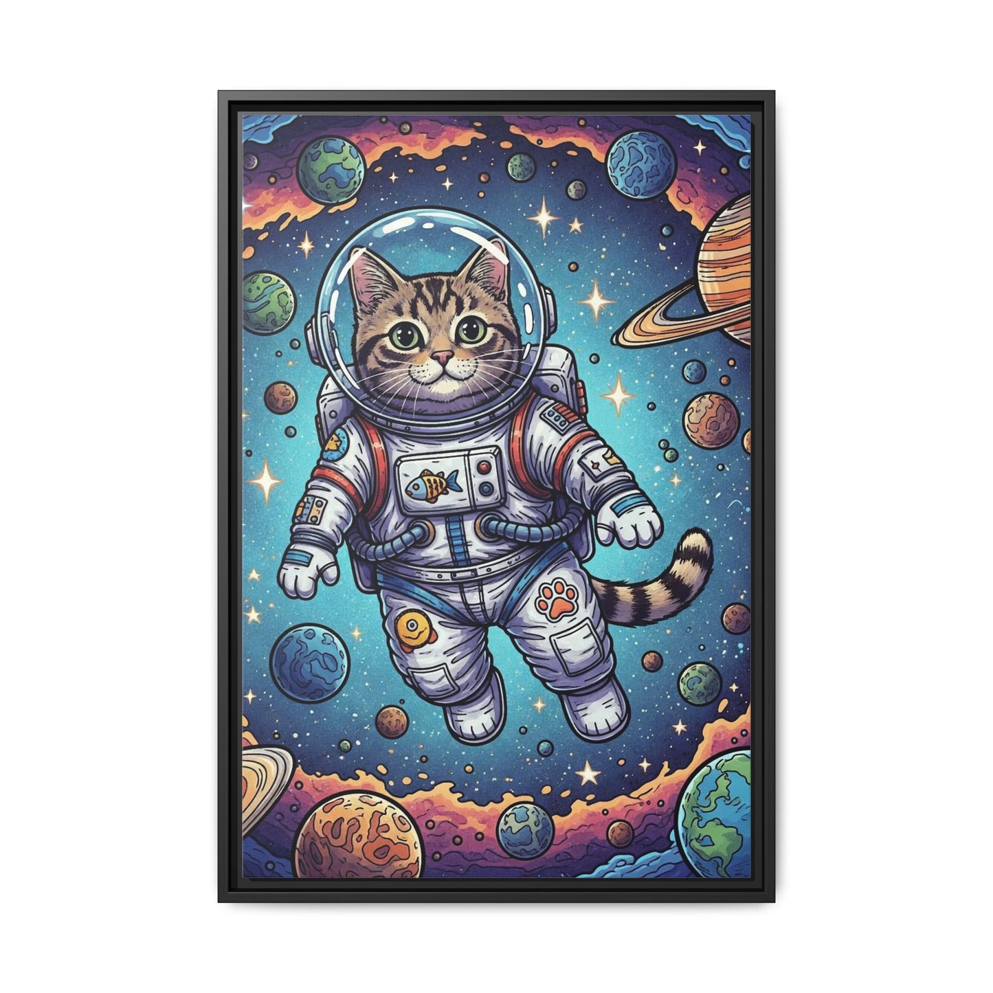 Astronaut Cat - Framed Canvas