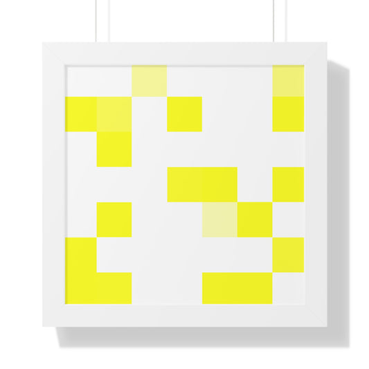 Yellow Pixel Grid - Framed Poster