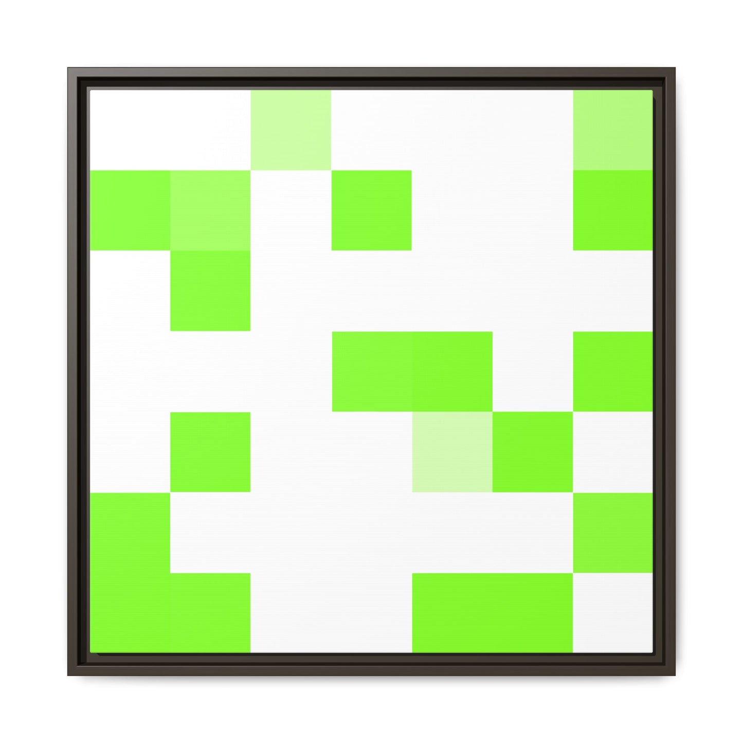 Lime Green Pixel Grid - Framed Canvas