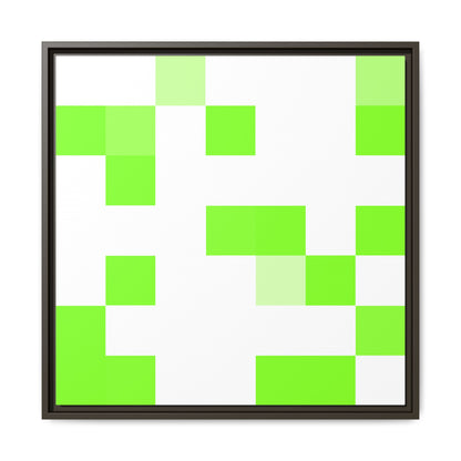 Lime Green Pixel Grid - Framed Canvas