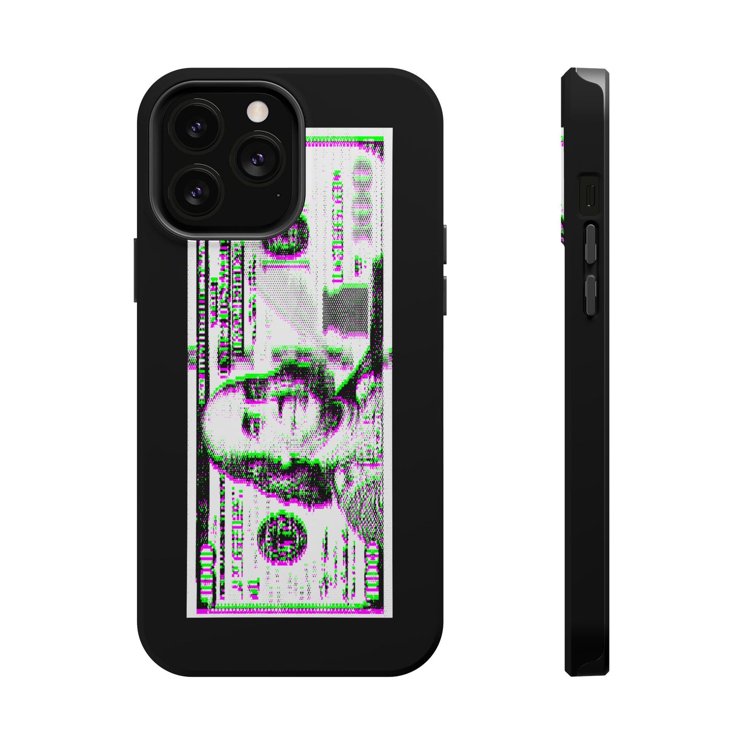 100 Dollars Bill - Green/Magenta Glitch - Magnetic Phone Case