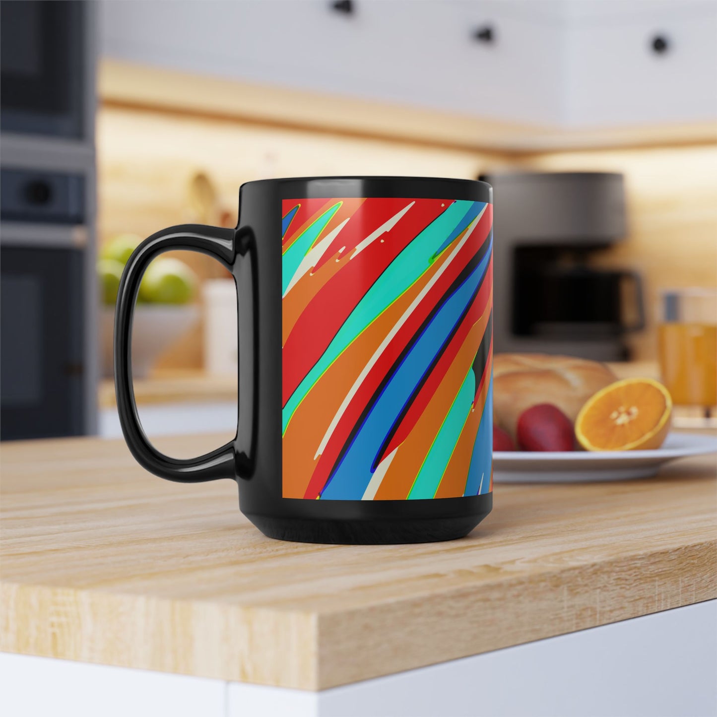 Abstract Rainbow Swirl Arc - Black Mug