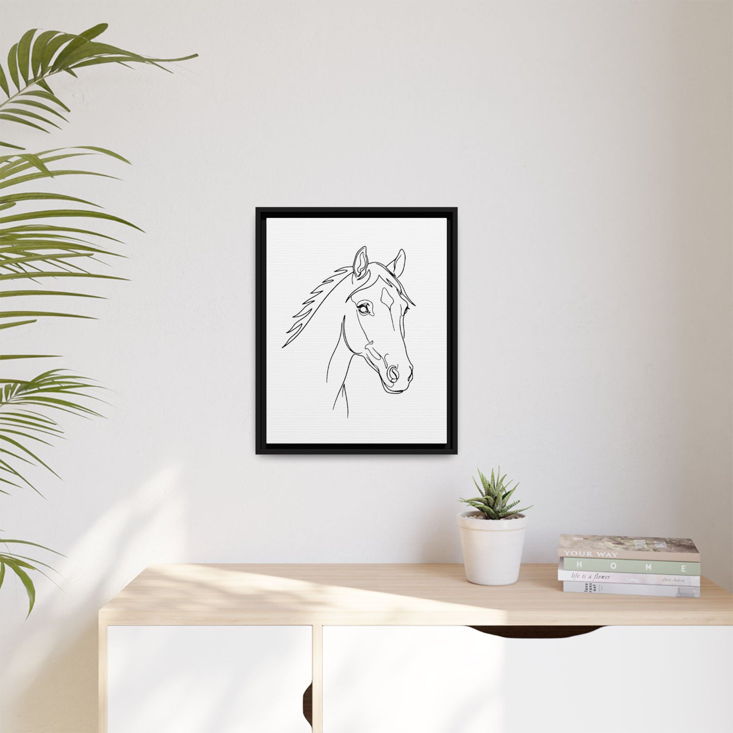 Horse Portrait Sketch - Framed Canvas