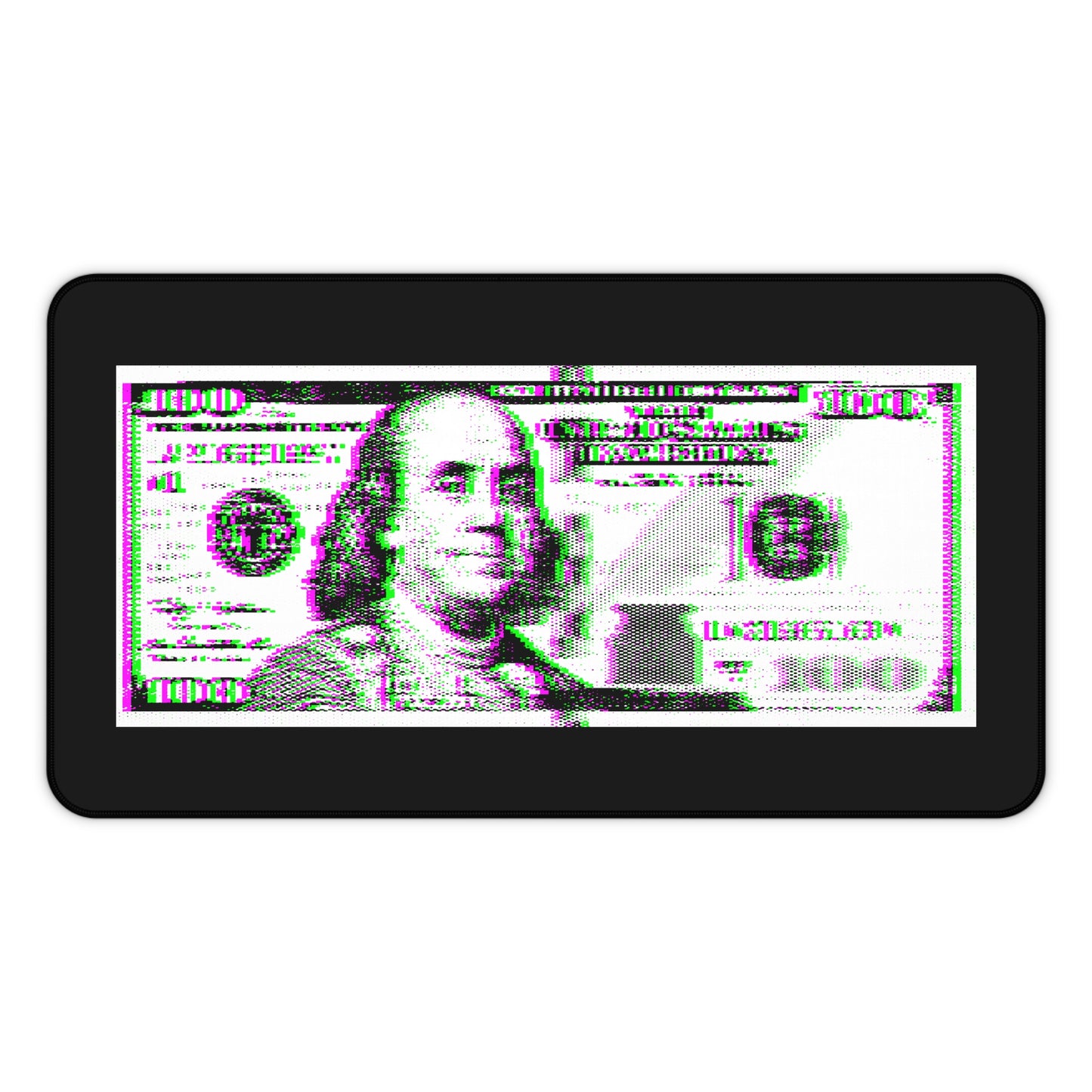 100 Dollars Bill - Green/Magenta Glitch - Desk Mat