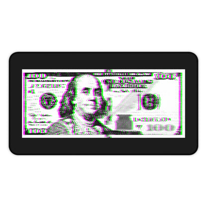 100 Dollars Bill - Green/Magenta Glitch - Desk Mat