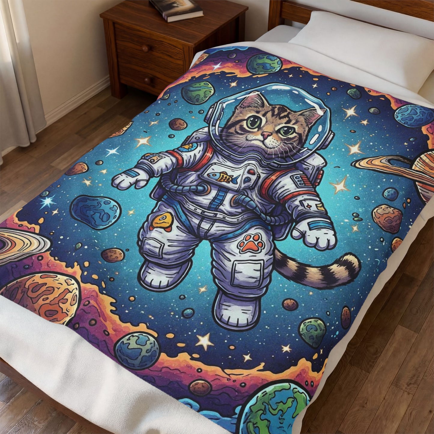 Astronaut Cat - Plush Blanket