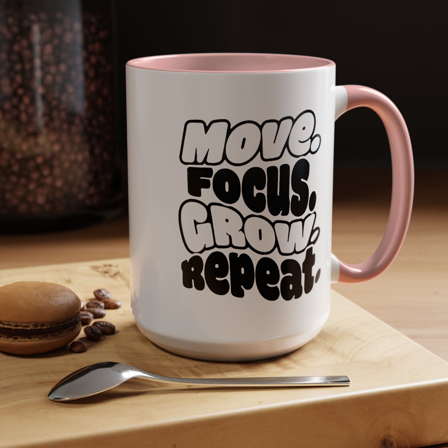 Move. Focus. Grow. Repeat. - Color Accent Mug