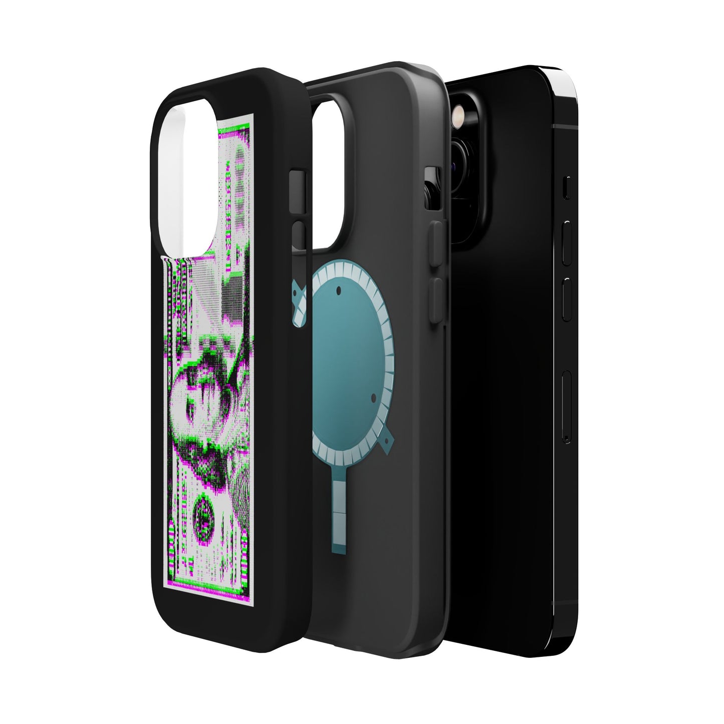 100 Dollars Bill - Green/Magenta Glitch - Magnetic Phone Case