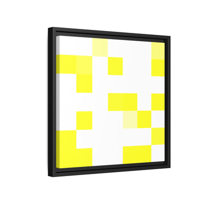Yellow Pixel Grid - Framed Canvas