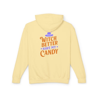 Witch Better Have My Candy Sweatshirt, Unisex Lightweight Hoodie for Halloween, Cozy Celebrations, Fall Fashion, Gift Idea