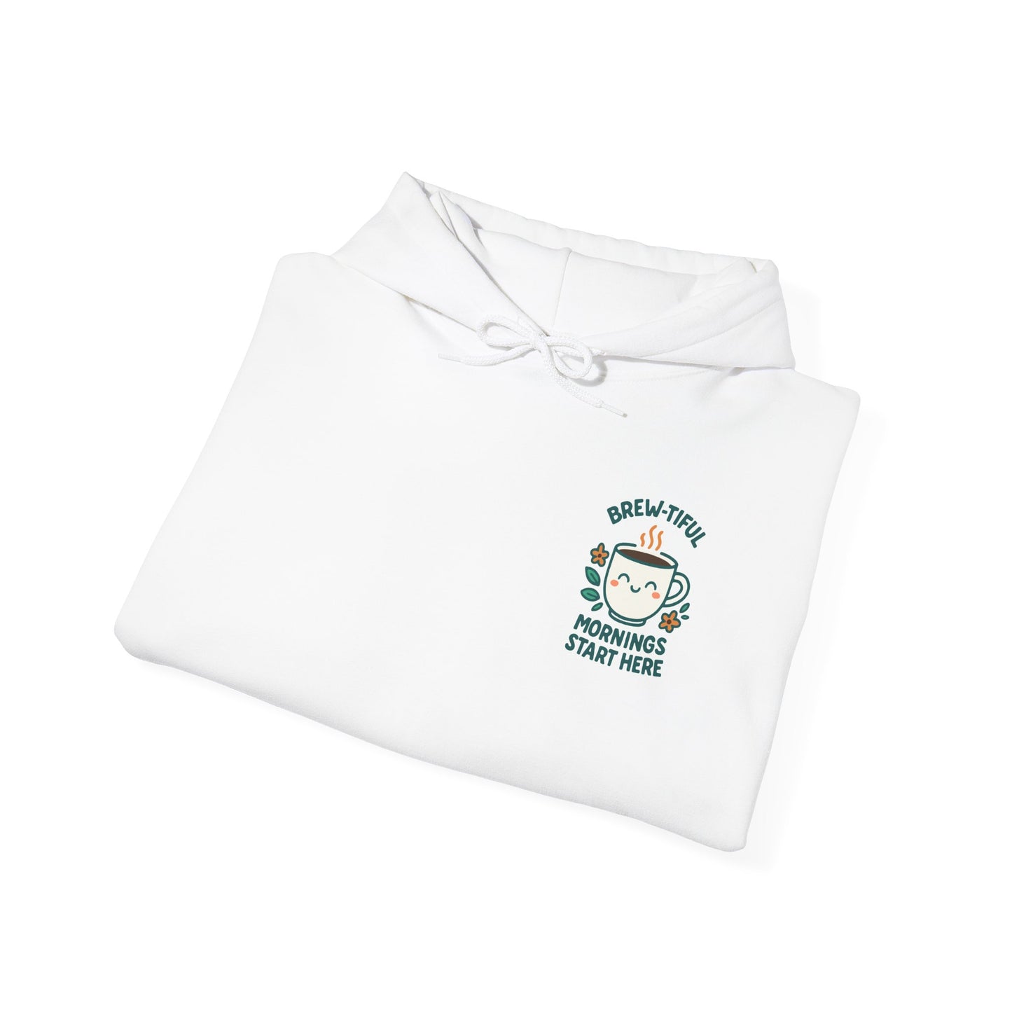 Brew-tiful Mornings Start Here Hoodie, Unisex Sweatshirt for Coffee Lovers, Cozy Gift