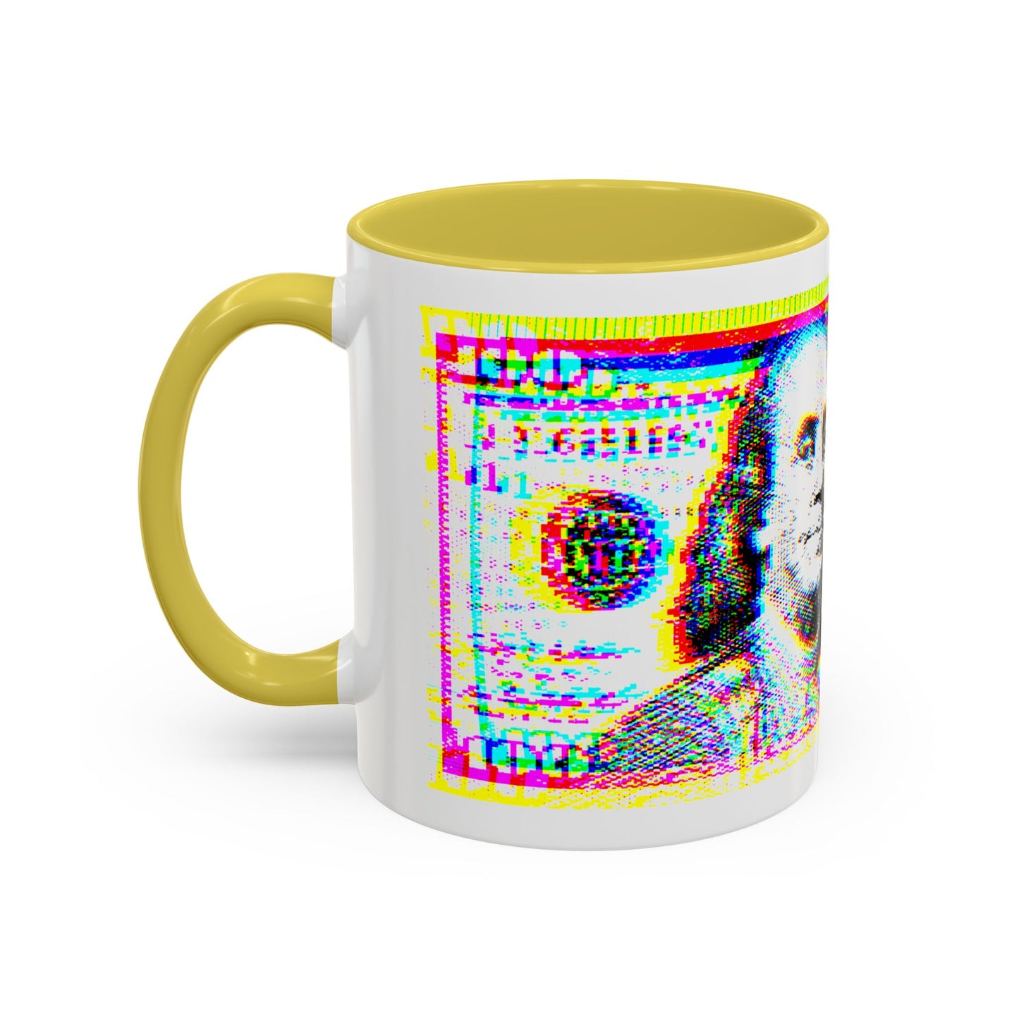 100 Dollars Bill - Neon Color Explosion - Color Accent Mug