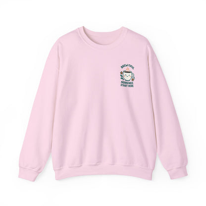 Brew-tiful & Comfy Motivational Sweatshirt, Casual Crewneck, Gift for Friends, Cozy Outfit, Everyday Wear, Inspirational Humor