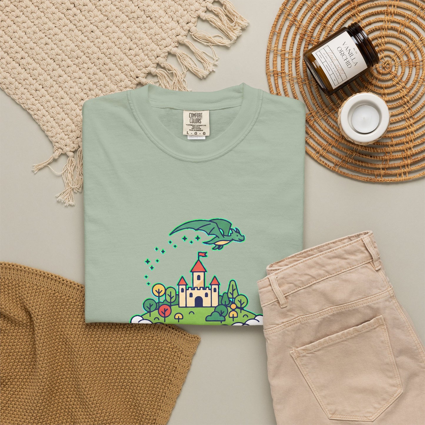 Floating Castle Dragon - Magical Fantasy Island - T-Shirt