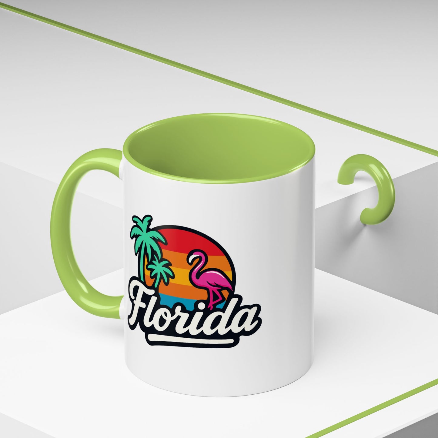 Florida Sunset Palm - Color Accent Mug