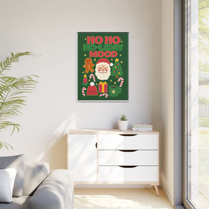 Framed Canvas Art, Festive Holiday, Cheerful Wall Art for Christmas, Santa Decor, Ho Ho Ho Seasonal Gift, Holiday Mood Wall Art
