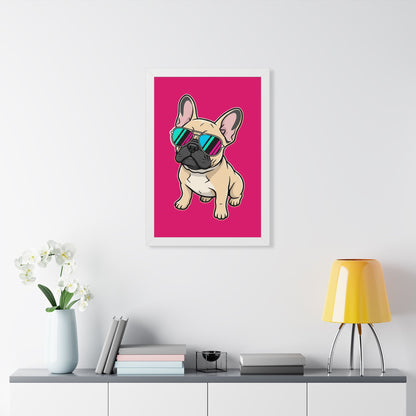 French Bulldog with Sunglasses - Framed Poster