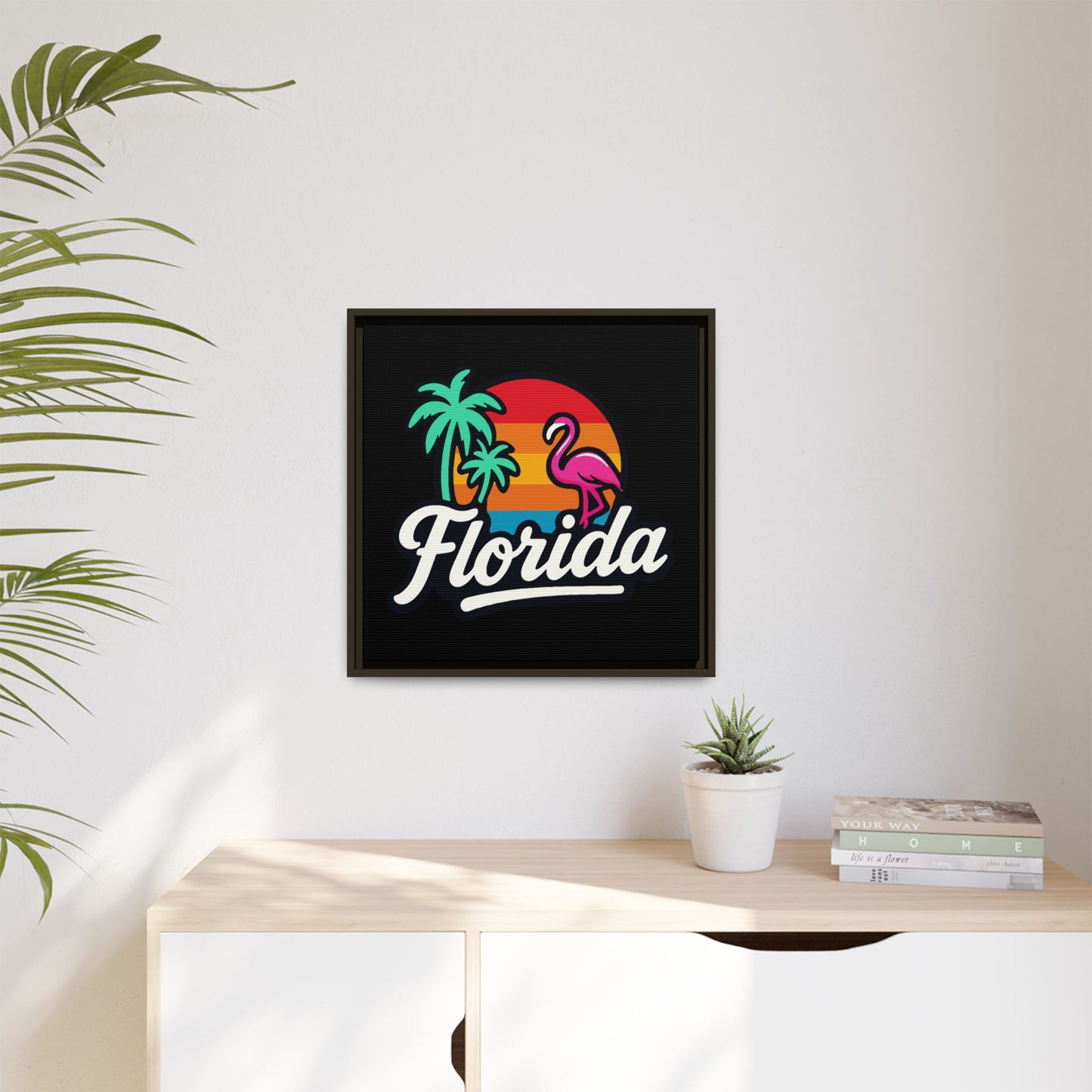 Florida Sunset Palm - Framed Canvas