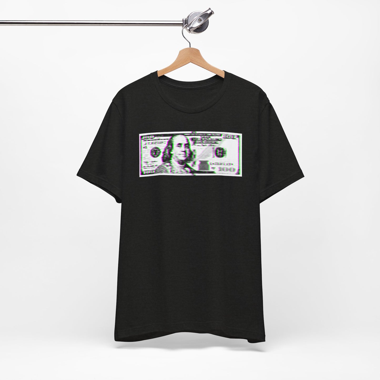 100 Dollars Bill - Green/Magenta Glitch - T-Shirt